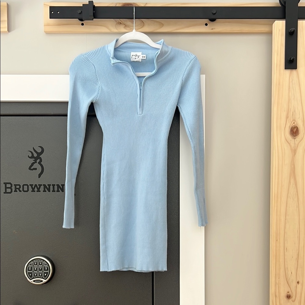 Princess Polly Light Blue Ribbed Dress